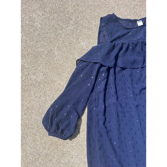 Old Navy Dress Women Size Medium Navy Detail Long Sleeve Cold Shoulder Mini - Picture 3 of 7